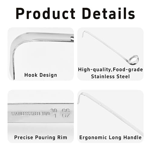 2Pcs 1oz Stainless Steel Soup Ladle, Long Handle Ladles with Pouring Rim for Cooking, Serving Soup, Sauce, Stew, Kitchen - size: 1oz