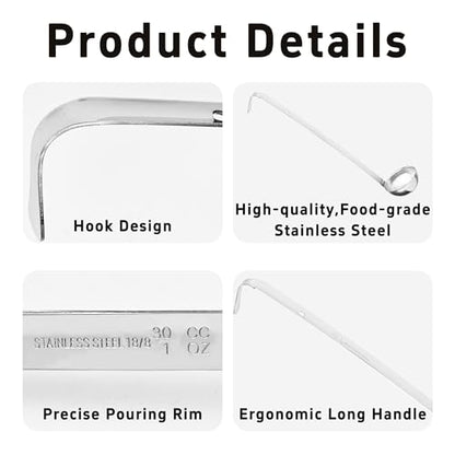 2Pcs 1oz Stainless Steel Soup Ladle, Long Handle Ladles with Pouring Rim for Cooking, Serving Soup, Sauce, Stew, Kitchen - size: 1oz