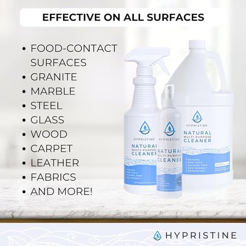 HYPRISTINE Pure Hypochlorous Acid Multi-Purpose – Bleach- and Alcohol-Free Odor Remover, All-Surface Solution for Home, School and Office – Child-, Pet- and Food Contact-Safe - size: 128 Fl Oz (Pack of 1)