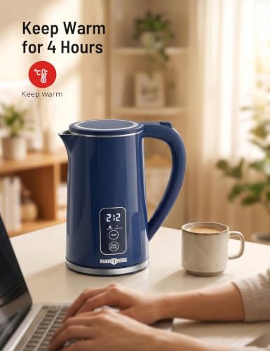 Electric Kettle Temperature Control, 1.7L Large Electric Tea Kettle, 4H Keep Warm Hot Water Boiler with 6 Presets, LED Screen Electric Kettles for Boiling Water, Boil-Dry Protection - color: Blue, size: 1.8 Quarts