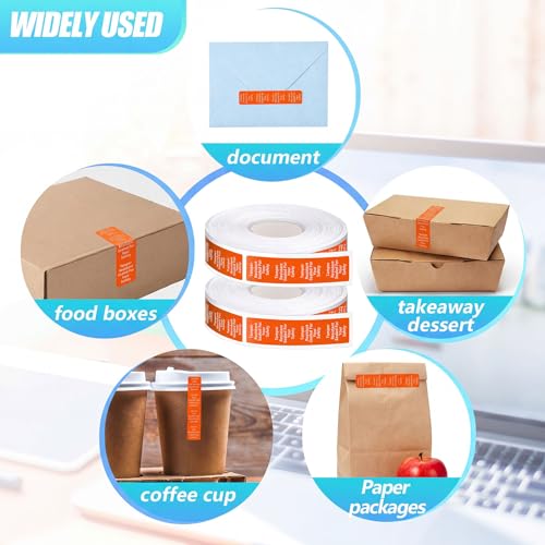 Outus 1000 Pcs Tamper Evident Labels Rolls Adhesive Safety Stickers 0.75 x 3.5'' Tamper Evident Tape for Security Food Delivery Bag Closure Container Box Jar Mailing Packaging Sealing (Orange) - color: Orange