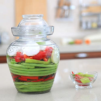Fermentation Jar, 2.5 Liter Glass Pickle Jar with Water Seal Lid | Wide Mouth Clear Glass, Food Grade, Fermentation Kit for Making Pickles Kimchi, Sauerkraut