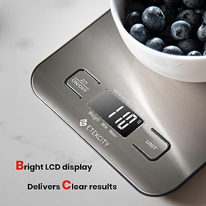 Etekcity Food Kitchen Scale, Digital Grams and Ounces for Weight Loss, Baking, Cooking, Keto and Meal Prep, LCD Display, Medium, 304 Stainless Steel - color: Stainless Steel