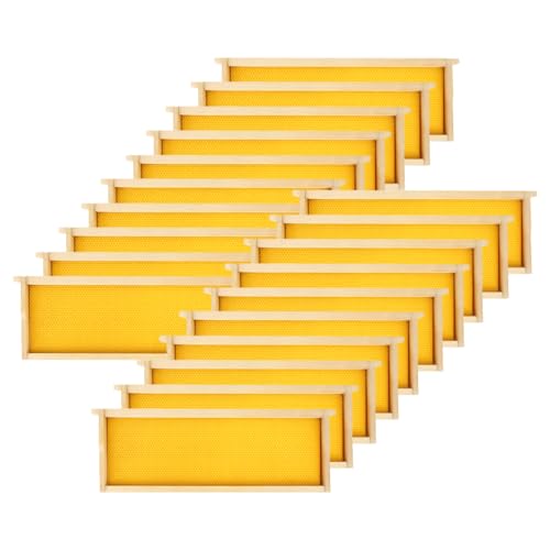 Honey Lake 20 Pack Medium Beehive Frames Kit with Food-Grade Beeswax-Coated Plastic Foundations and Unassembled Durable Wooden Frames (Yellow) - color: 20Pack-Yellow