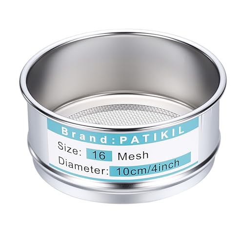 PATIKIL 16 Mesh(1.25mm) Lab Sieve, 3.9"(10cm) Diameter Sifting Screen 304 Stainless Steel Wire Cloth Fine Mesh Sieve for Industrial Laboratory Home Soil Sifter Dry Sift Screens Hash - size: 16 Mesh(1.25mm)/3.9"