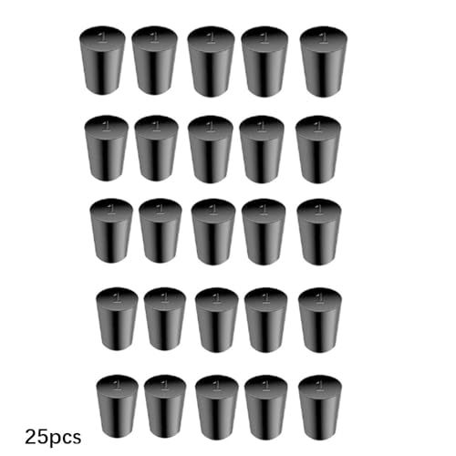 Laboratory Grade Rubber Stoppers, 25 Pieces Assorted Tapered Bungs Set, 1# Solid Black Round Rubbers Hole Plugs - size: 25pcs 1#