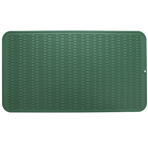 MicoYang Silicone Dish Drying Mat for Multiple Usage,Easy clean,Eco-friendly,Heat-resistant Silicone Mat for Kitchen Counter or Sink,Refrigerator or Drawer Liner Green 4XL 32 inches x 18 inches - color: Green, size: 32"L x 18"W