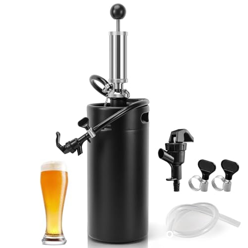 128oz Mini Keg Growler Tap System, 3.6L Mini Keg Pump Beer Tap Draft Beer Dispenser System Growler Beer Keg Party Hand Pump for Homebrew Craft Beer, Camping, Picnics