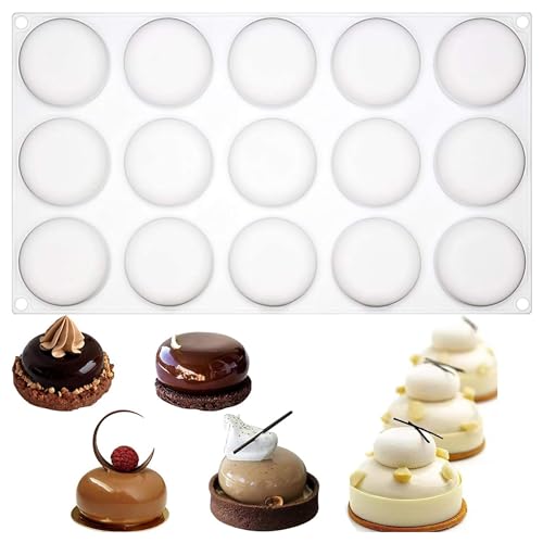 OCPO KITCHEN Stone Silicone Mold for Baking Mousse Cake, Candy, Pastry, Chocolate, Cupcake, Jelly, Cookie, Pudding, Cake Decoration Mold, 3D Stone Shape (15-Cavity) - style: Stone (15 Cavity)