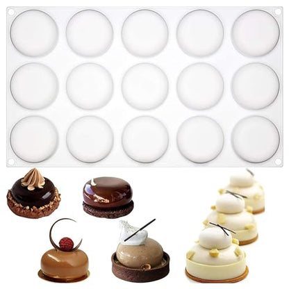 OCPO KITCHEN Stone Silicone Mold for Baking Mousse Cake, Candy, Pastry, Chocolate, Cupcake, Jelly, Cookie, Pudding, Cake Decoration Mold, 3D Stone Shape (15-Cavity) - style: Stone (15 Cavity)