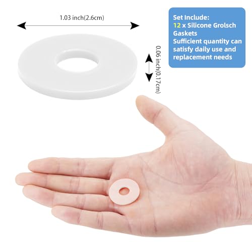 12Dopamine color Silicone Gaskets Washers Seals for Cap Swing Flip Top Bottle for Home Brew Beer Soda Bottle Sealing(flat,no cover) (White) - color: White