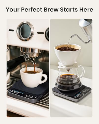 RENPHO Espresso Scale with Timer, Rechargeable Coffee Scale with Flow Rate Indicator, 0.1g Accurate Coffee Been Scale for Pour-Over, Gift for Coffee Lover, Calibarista, 3kg - color: Black-coffee scale