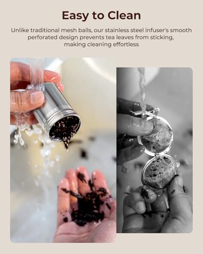 2 Pack Reinmoson 304 Stainless Steel Tea Infuser for Loose Leaf Tea | 1.58” x 2.2” Extra Fine Mesh Tea Strainers Ball, Threaded Lid, Loose Leaf Tea Steeper for Black Tea, Rooibos, etc - size: Small