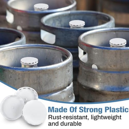 Qinyoung 150 Pcs Keg Plastic Caps with Ventilation Holes Plastic Lids for Protect the Kegs Filling and Valve(White) - color: White