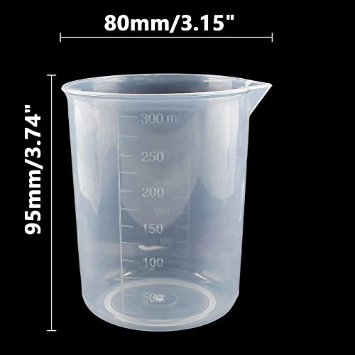 Waziaqoc 250ml-300ml Plastic Graduated Beaker, Transparent, 3 Pack | PP Material, Measuring Cup, Mixing Cup, For Kitchen Lab - color: 3pcs, size: 250-300 ml
