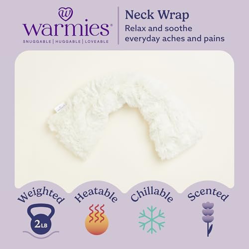 warmies Microwavable Neck & Shoulder Wrap - Heating & Cooling Plush Pad for Calming Relaxation - Weighted & Heated Neck Warmer with Scented Lavender - Microwave Heat Pad for Aches & Pain - Cream - color: Cream