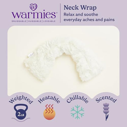 warmies Microwavable Neck & Shoulder Wrap - Heating & Cooling Plush Pad for Calming Relaxation - Weighted & Heated Neck Warmer with Scented Lavender - Microwave Heat Pad for Aches & Pain - Cream - color: Cream