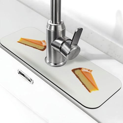 Sink Faucet Mat Cheesecake Kitchen Splash Guard Absorbent Bathroom Sink Mat Around Faucet 15" x 5.5" Drying Mats Stone Draining Mat