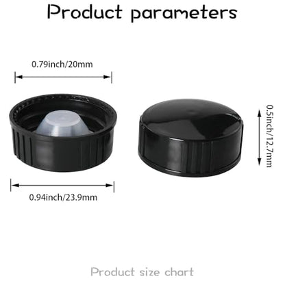 12pcs Phenolic Resin Cover 20mm Black Poly Seal Screw Caps, Plastic Lids Amber Boston Round Glass Beer Bottles Poly Cone Cap, Brewing Wine Jug Cap for Daily Chemicals, Food, Cosmetics Bottles - color: Black,20mm