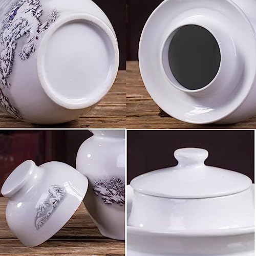 Ceramic Fermentation Crock Jar Kit,Sauerkraut Crock, Traditional Chinese Porcelain Pickle Jar with Water Seal Airlock Lid,Pickle Jar for Fermenting or Pickling Pickl 1.5kg - size: 1.5kg