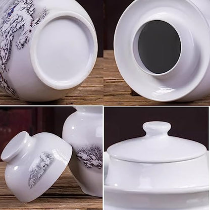 Ceramic Fermentation Crock Jar Kit,Sauerkraut Crock, Traditional Chinese Porcelain Pickle Jar with Water Seal Airlock Lid,Pickle Jar for Fermenting or Pickling Pickl 1.5kg - size: 1.5kg