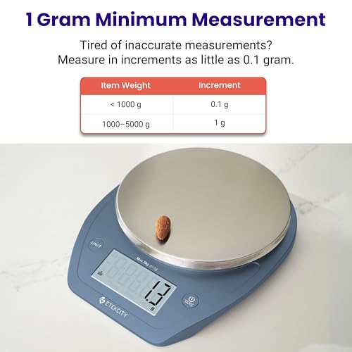 Etekcity 0.1g Food Scale, Bowl, Digital Grams and Ounces for Weight Loss, Dieting, Baking, Cooking, and Meal Prep, 11lb/5kg, Stainless Steel Prussian Blue - color: Prussian Blue, size: 11lb