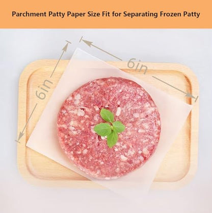 200Pcs 6" x 6" Unbleached Parchment Paper, Burger Patty Paper, Non-Stick Squares Wax Paper Sheets for Seperating Patty, Cookies, Baking, Wrapping Candies. - color: White Square, size: 6"X6" 200Pcs