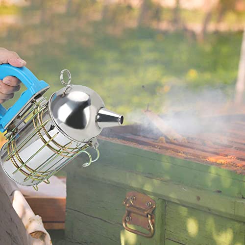 Fdit Beekeeper Necessary Bee Supplies, Stainless Steel Beehive Smoker with Heat Board Beekeeping Equipment