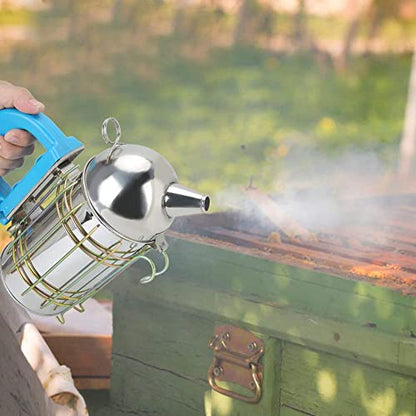 Fdit Beekeeper Necessary Bee Supplies, Stainless Steel Beehive Smoker with Heat Board Beekeeping Equipment