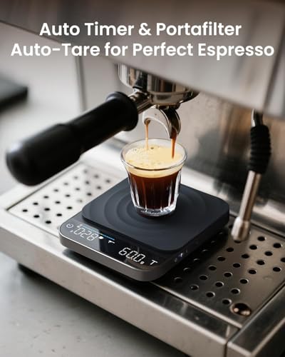 RENPHO Espresso Scale with Timer, Rechargeable Coffee Scale with Flow Rate Indicator, 0.1g Accurate Coffee Been Scale for Pour-Over, Gift for Coffee Lover, Calibarista, 3kg - color: Black-coffee scale