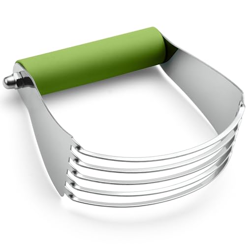 Spring Chef Large Green Dough Blender For Baking, Professional Dough Cutter Tool, Stainless Steel Puff Pastry Cutter Tool with Sharp Blades, Dishwasher Safe Pastry Blender for Easy Mixing - color: Green, size: 4" Large