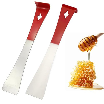 2PCS Stainless Steel Bee Hive Tool - Beekeeping Supplies Flat Pry Bar | Scraper Tool for Beekeeper, Red