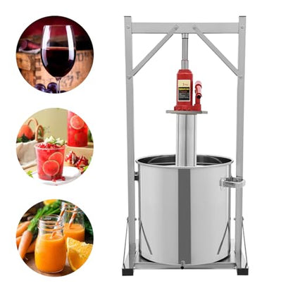 9.5Gal Fruit Cider Wine Press,36L Manual Stainless Steel Juice Maker w/Hydraulic Jack for Apple, Grape, Home Brewing,Load Capacity 330.69lbs (Two Packages) - color: 36L / 9.5Gal
