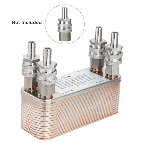 MRbrew Wort Chiller 30 Plates, Brazed Plate Copper Heat Exchanger for Homebrew, Stainless Steel 7.5" x 2.9" Plate, 1/2 NPT Thread Connection Hot Liquid Accelerated Cooler Quick Beer Cooling System - size: 30-plates