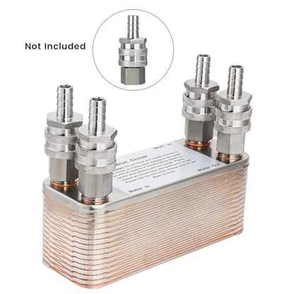 MRbrew Wort Chiller 30 Plates, Brazed Plate Copper Heat Exchanger for Homebrew, Stainless Steel 7.5" x 2.9" Plate, 1/2 NPT Thread Connection Hot Liquid Accelerated Cooler Quick Beer Cooling System - size: 30-plates