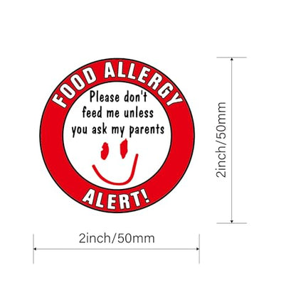 MeshaKippa 50pcs 50mm Children Food Allergen Warning Stickers for Kids with Baby Allergies Signs - size: 2 inch