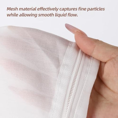 Ultra Fine Mesh Strainer Bags, 6 Pcs Reusable Mesh Filter Bags with 2 Pcs Stainless Steel Handle Frame for Filter NutMilk, Coffee, Milk, Butter, Juices and Fresh Cheese