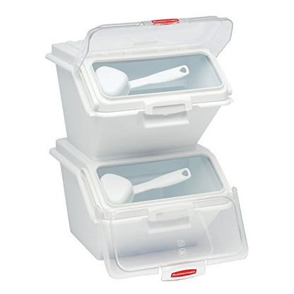 Rubbermaid Commercial Products ProSave Shelf Food Ingredient Bin with Scoop 40-Cup White Kitchen Food Storage Sugar/Grains/Rice/Baking Supplies - size: 40 Cup