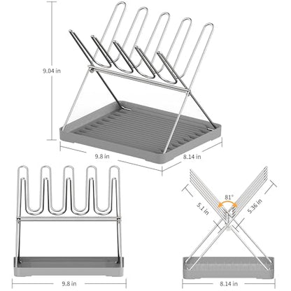 Bottle Drying Rack, Stainless Steel Foldable Water Bottle Drying Rack Organizer with Drain Tray for Baby Bottles, Cups, Mugs and Glass, Baby Bottles Dryer Countertop, Stainless Steel