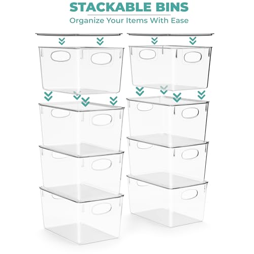 Sorbus 4-Pack Large Clear Plastic Storage Bins with Lids - Kitchen, Pantry, Fridge, and Cabinet Organizer - size: Large, style: 4 Pack
