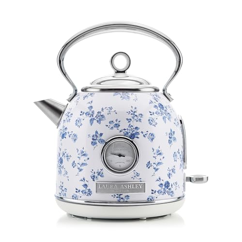 Laura Ashley Stainless Steel Electric Kettle 1.7 Liter - 1500W Rapid Boil Electric Kettles for Boiling Water - Electric Tea Kettles Automatic Shut Off - Overheat & Boil Dry Protection Cordless Kettle - color: China Rose