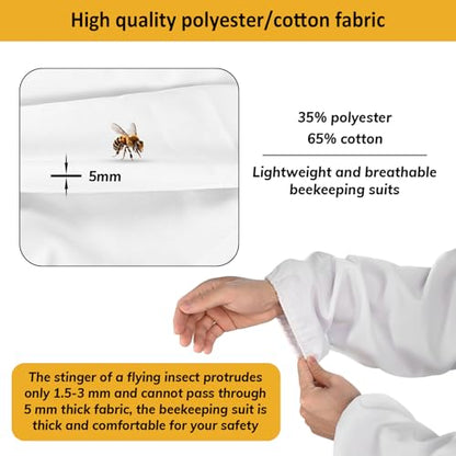 Cieex Bee Suit for Men Women, Beekeeping Suit Sting Proof, Beekeeper Clothing with Glove & Ventilated Hood for Beginner & Professional Beekeepers, Beekeeping Supplies (XXL for 5'7"-6'1")