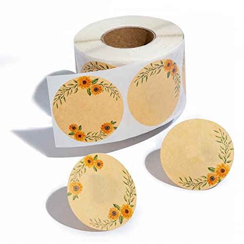 MONEST (500pc/Roll) 2" Label Stickers for Jars and Lids, Pantry, Mason Jar, Sticker, Canning, Spice, Bottle Labels (Sunflower) - color: Sunflower 2"