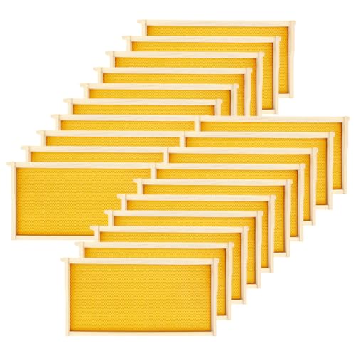 Honey Lake 20 Pack Deep Beehive Frames Kit with Durable Wooden Frames and Food-Grade Beeswax-Coated Plastic Foundations for Beekeeping (Yellow) - color: 20Pack-Yellow