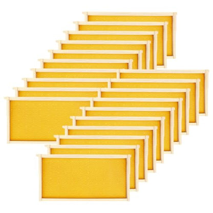Honey Lake 20 Pack Deep Beehive Frames Kit with Durable Wooden Frames and Food-Grade Beeswax-Coated Plastic Foundations for Beekeeping (Yellow) - color: 20Pack-Yellow