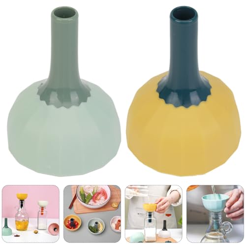 2 Pcs Kitchen Funnels Strainer, Small Multipurpose Household Food-Grade Funnels for Liquid and Grain Transfer, Convenient Green and Blue-Yellow Set for Cooking and Tea Brewing