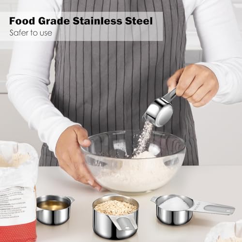 Measuring Cups, AMOHEE 7PCS Stainless Steel Measuring Cups with a Storage Bag for Cooking & Baking, Dishwasher Safe - size: 7PCS
