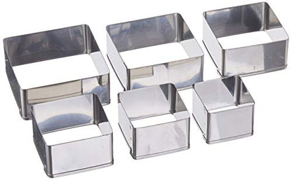 Ateco Plain Edge Square Cutters in Graduated Sizes, Stainless Steel, 6 Pc Set - size: Plain Edge, style: #5253 Square, 6 pcs
