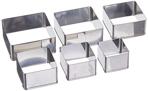 Ateco Plain Edge Square Cutters in Graduated Sizes, Stainless Steel, 6 Pc Set - size: Plain Edge, style: #5253 Square, 6 pcs