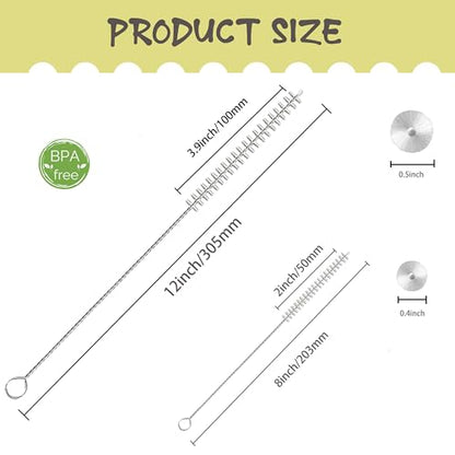 Straw Brush Cleaner for Baby Bottles,Stanley Straw Cleaner Brush 8 inch for 20oz Stanley Mugs, Straw Cleaner Brush Extra Long 12-inch,Straw Cleaner with 304 Stainless Steel Wire(8 Pack).